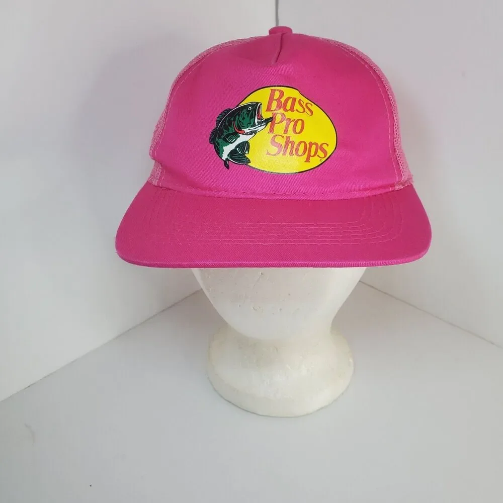 Bass Pro Shops Girls Pink Hat Outdoor Fishing Baseball Trucker Mesh Cap SnapBack